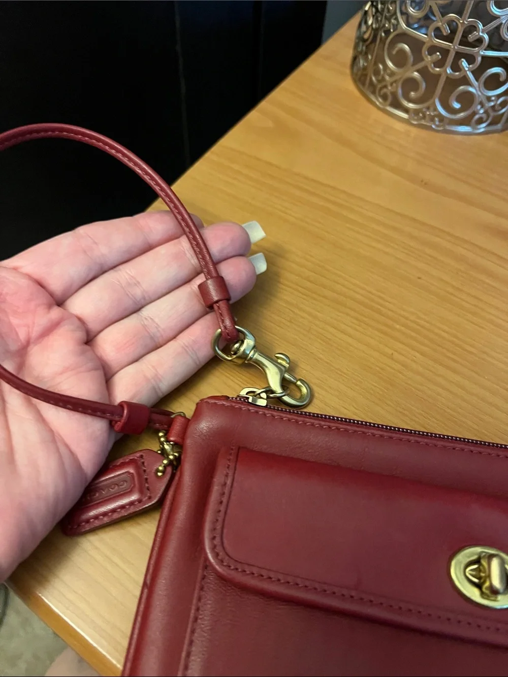 Coach Legacy Leather Wristlet in Burgundy NWOT